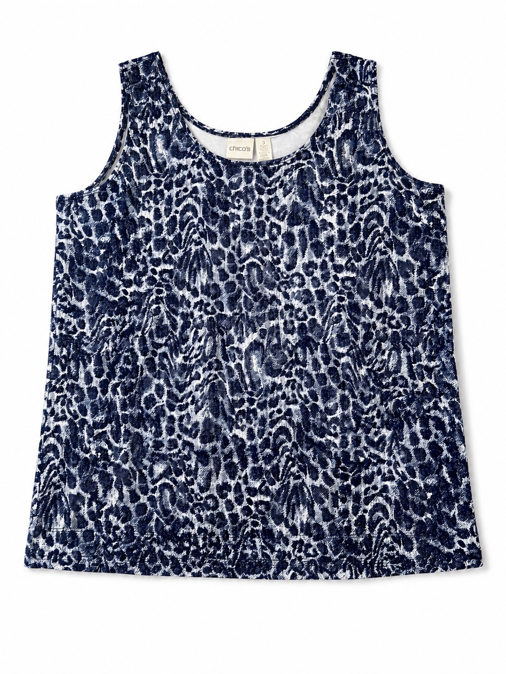 Chico's Size 3 XL Blue Nylon Sleeveless Tank Top Layering Cami Travel Stretchy